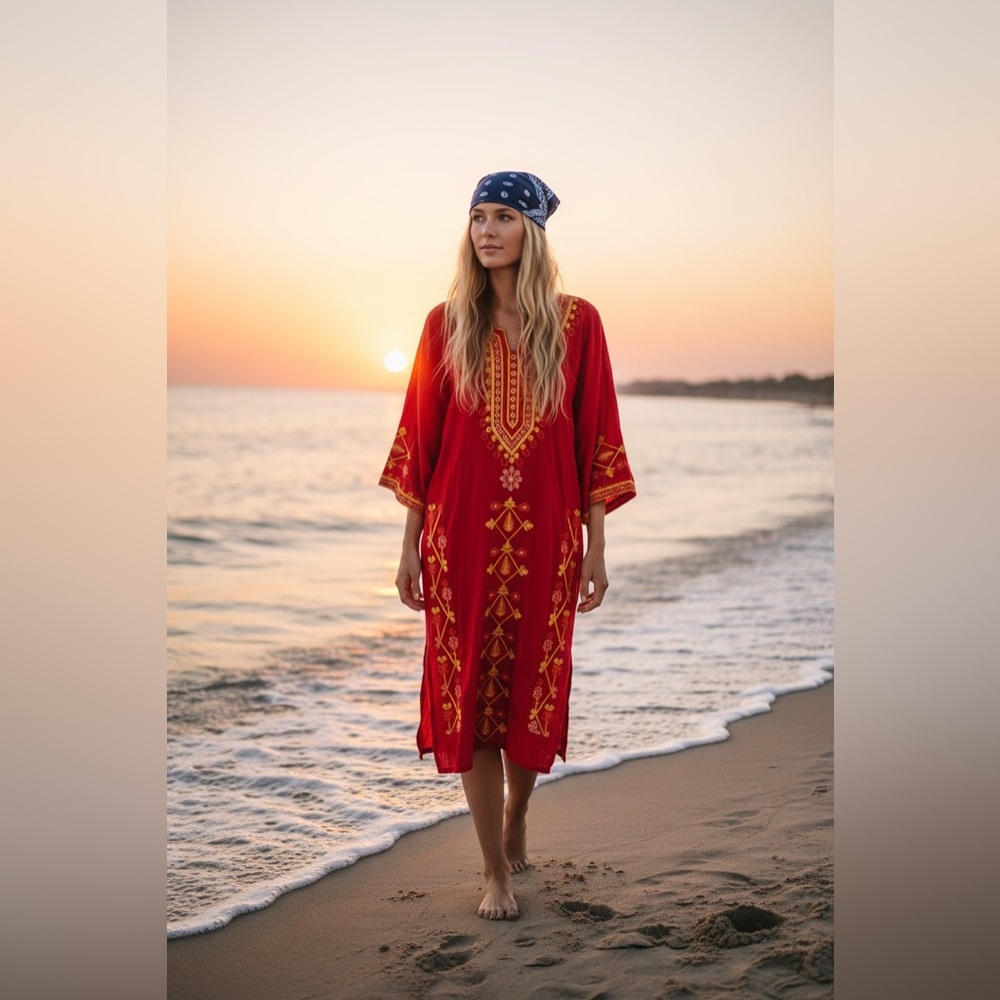 "HOURS" ethnic long bohemian caftan